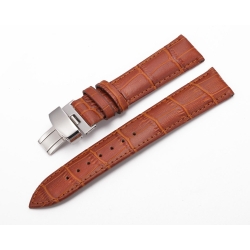 Leather Strap 100% Genuine Butterfly 20mm Brown