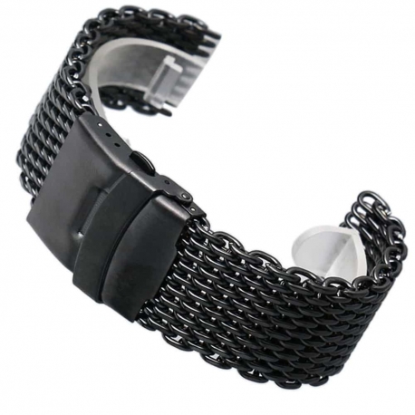 Black Shark Mesh 22mm Stainless Steel Bracelet