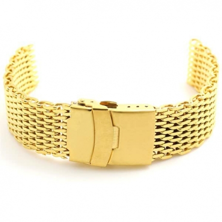 Shark Mesh Stainlees steel 24mm gold plated