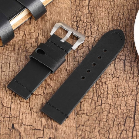 Bracelet montre 100% cuir Véritable MAX Noir 22mm 24mm 26mm