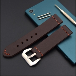 Leather Strap 100% Genuine Buck 22mm or 24mm Brown