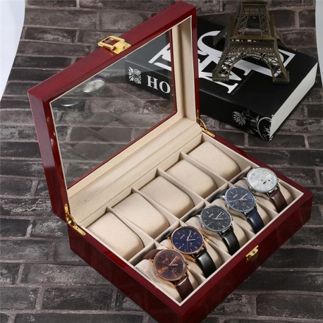High Quality Watch Box 10 Slots Piano Wood Zweiler