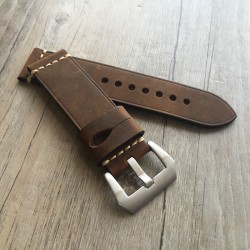 Leather Strap 100% Genuine Vintage Chocolate 22mm or 24mm