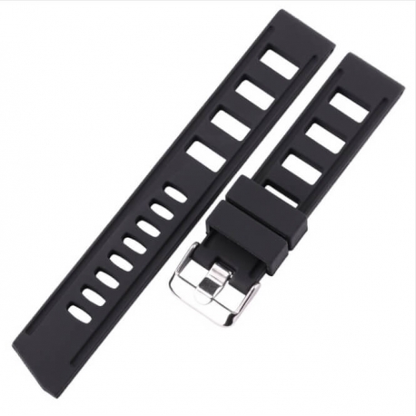 Perforated Silicone Strap Black 20mm or 22mm Vintage.