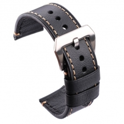 Bracelet montres en cuir Véritable Ecus 20mm 22mm 24mm Noir