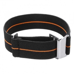 Elastic nylon watch Strap with clip orange and black