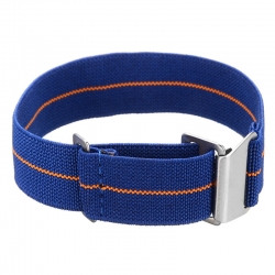 Bracelet montre Nylon Elastique avec clip bleu et orange