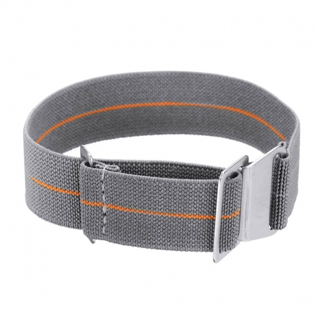 Elastic nylon watch Strap with clip orange and grey