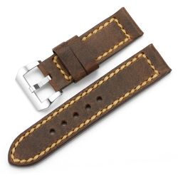 Cow Vintage Leather Strap 100% Genuine Brown 24mm