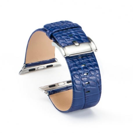 Apple Watch Leather Strap 100% Genuine Croco 42mm blue