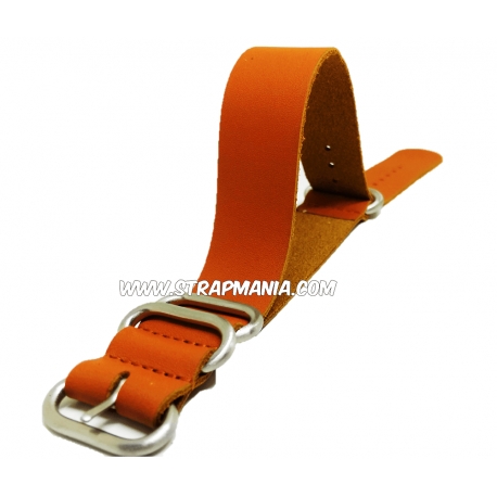 Bracelet montre 100% cuir Véritable Style Nato 22mm marron