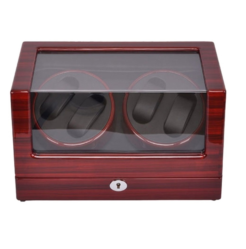 Self Winder box 4 Watches Silent Deluxe Brown Black.