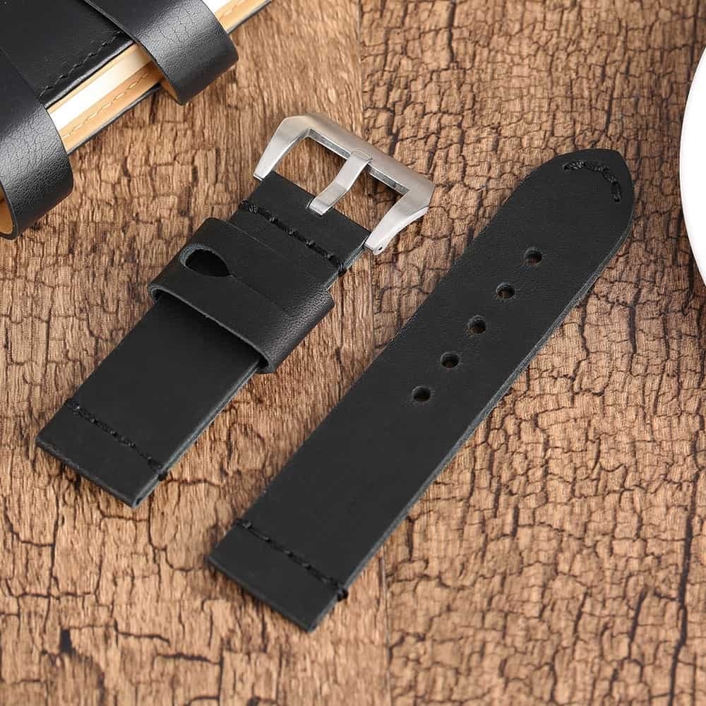 Bracelet montre 100% cuir Véritable MAX Noir 22mm 24mm 26mmm.