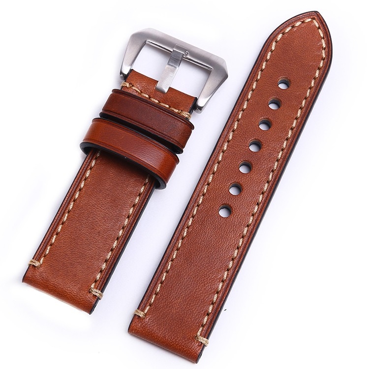Leather Strap 100% Genuine Vintage brown dark Swen 22mm 24mm 26mm.