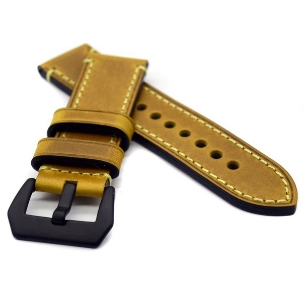 Bracelet montre 100% cuir Véritable Swen B camel 22mm 24mm 26mm.
