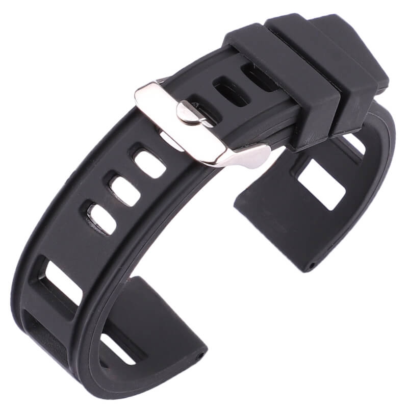 Perforated Silicone Strap Black 20mm or 22mm Vintage