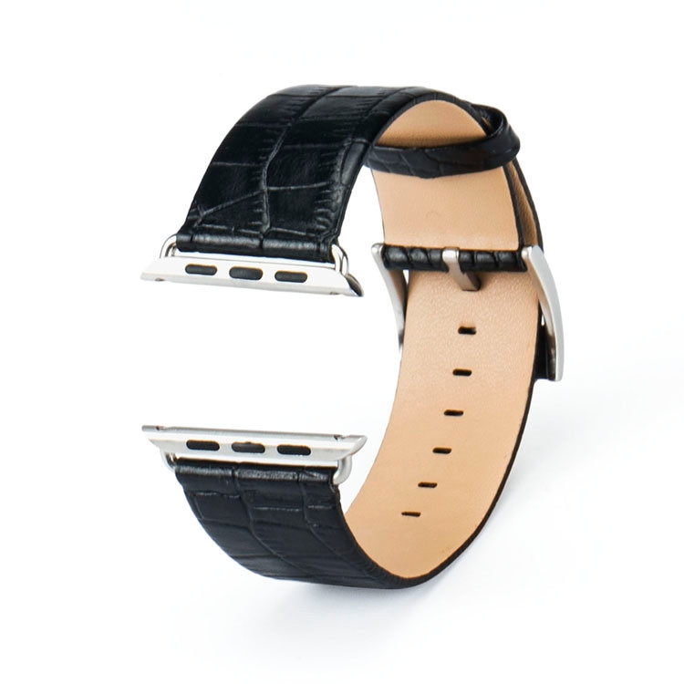 Bracelet Apple Watch Croco cuir 100% véritable 42mm Noir.