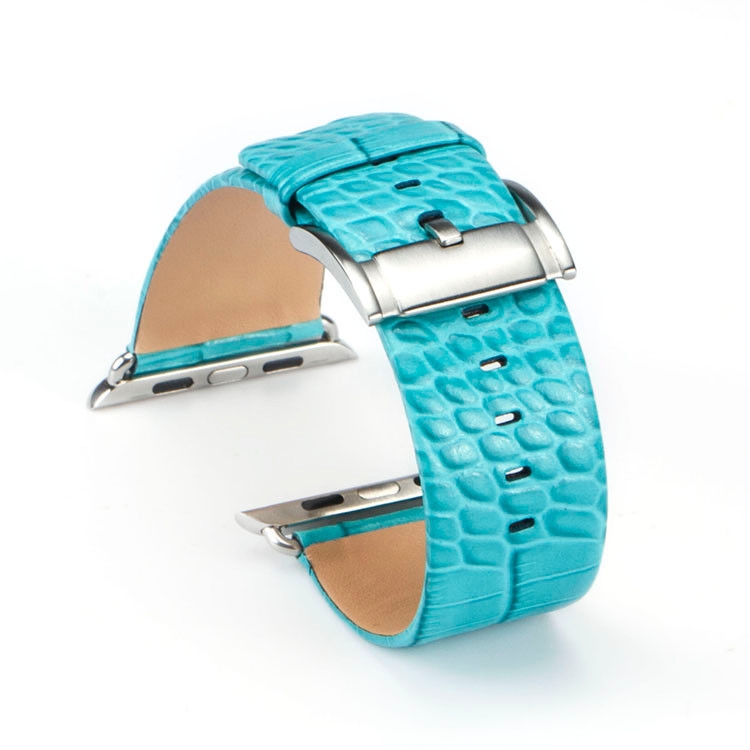 Bracelet Apple Watch Croco cuir 100% véritable 42mm Turquoise.