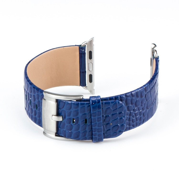 Bracelet Apple Watch Croco cuir 100% véritable 42mm Bleue.