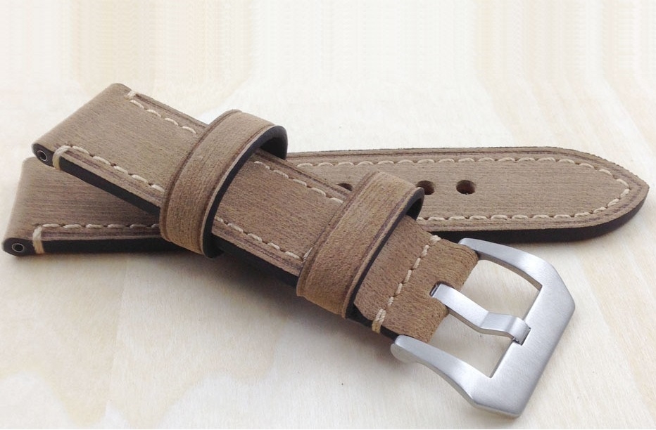 Bracelet montre 100% cuir Véritable Stany 20mm 22mm 24mm 26mm Marron.