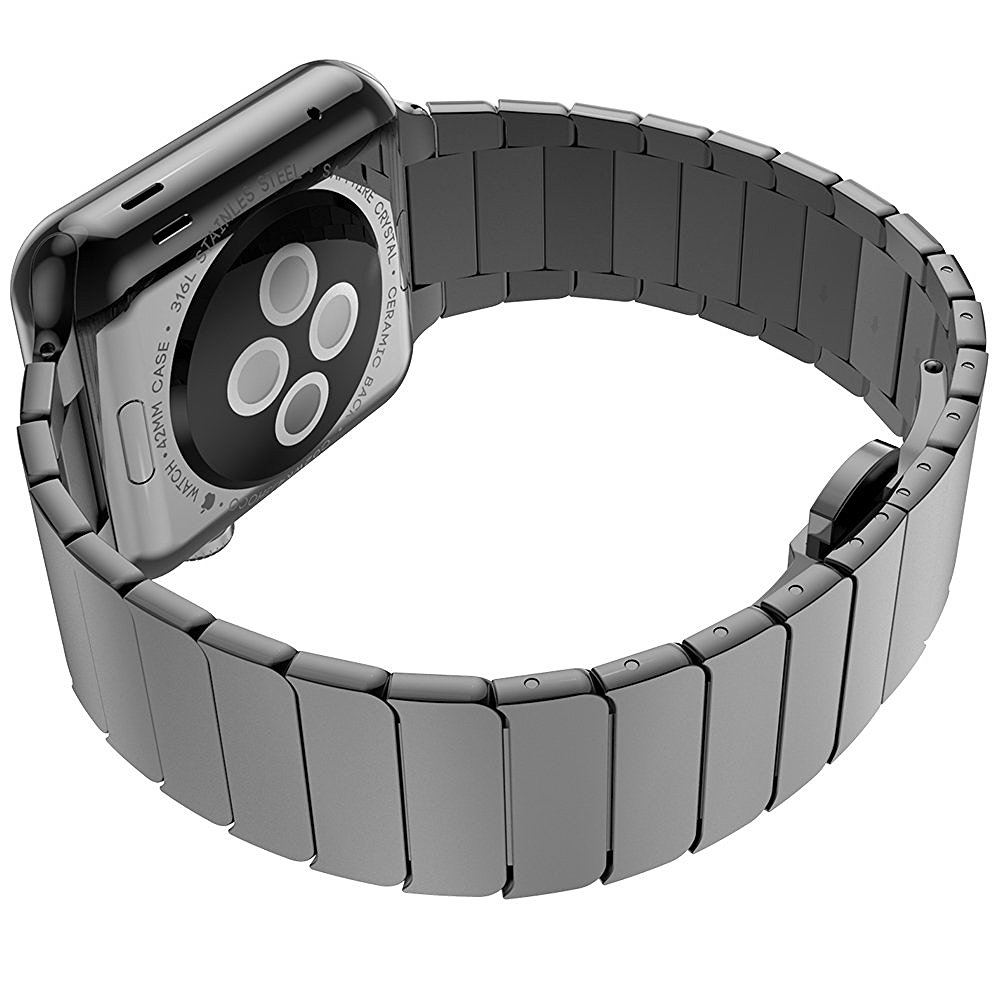 Bracelet Apple Watch Acier Inox 42mm iLuxe Noir.