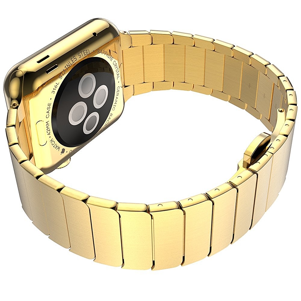 Bracelet Apple Watch Acier Inox 42mm iLuxe Doré.