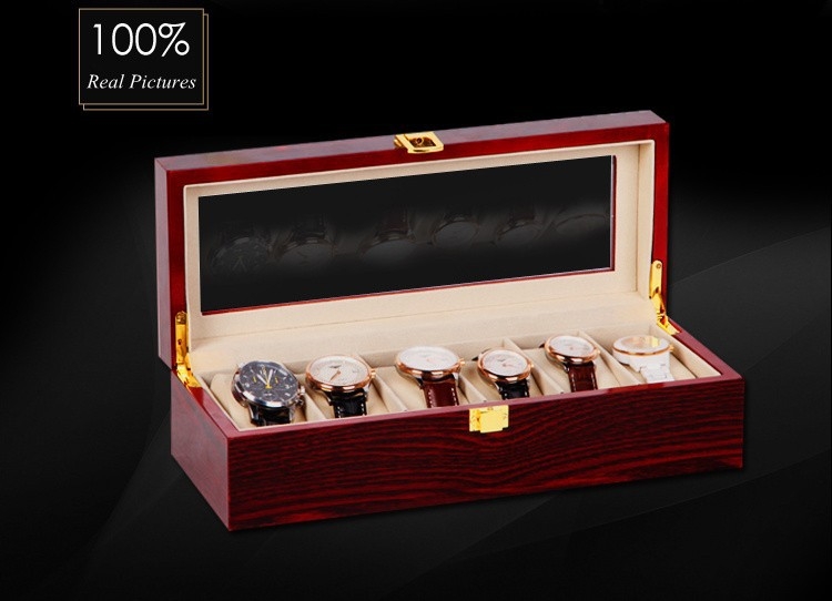 High Quality Watch Box 6 Slots Piano Wood Zweiler.